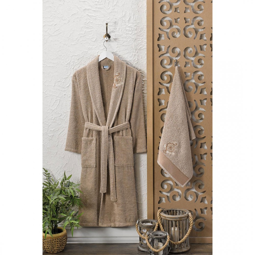 Havlulu Bornoz 2li Set TOPRAK