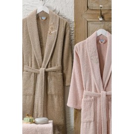 Havlulu Bornoz 4lü Set BEJ-PUDRA