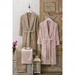 Havlulu Bornoz 4lü Set BEJ-PUDRA