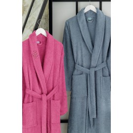 Havlulu Bornoz 4lü Set FUŞYA-İNDİGO