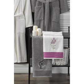 Havlulu Bornoz 4lü Set KREM-F-ANTRASIT