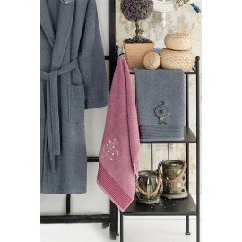 Havlulu Bornoz 4lü Set MÜRDÜM-ANTRASIT