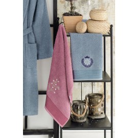 Havlulu Bornoz 4lü Set MÜRDÜM-INDIGO