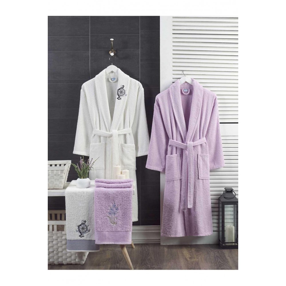 Rebeka Unisex Havlulu Bornoz 4lü Set 