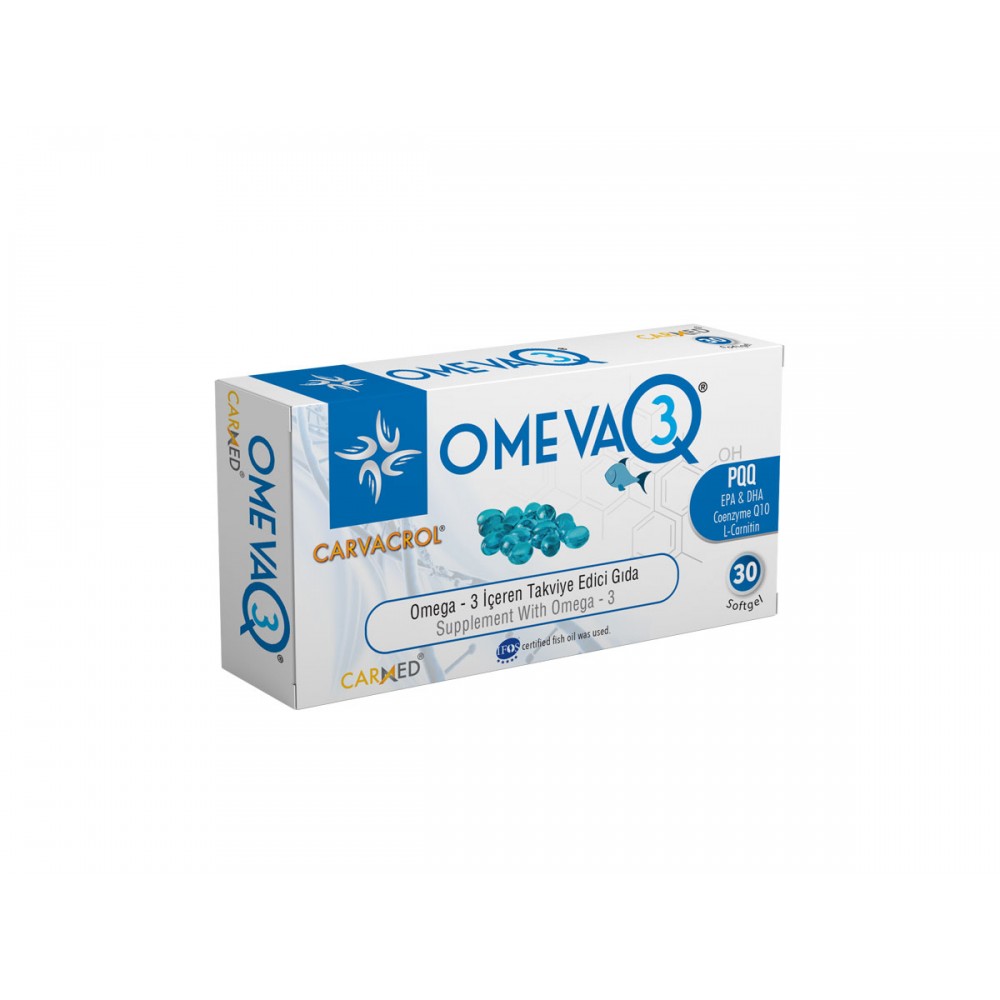 PQQ ve Omega 3 içeren OMEVAQ-3 30 Soft Jel