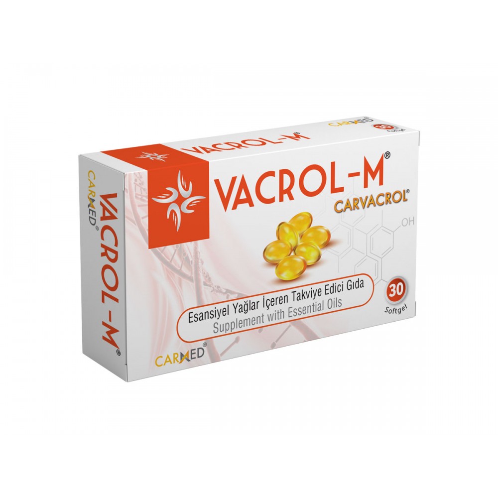 Standardize karvakrol içeren VACROL-M 500 MG 30 Soft Jel