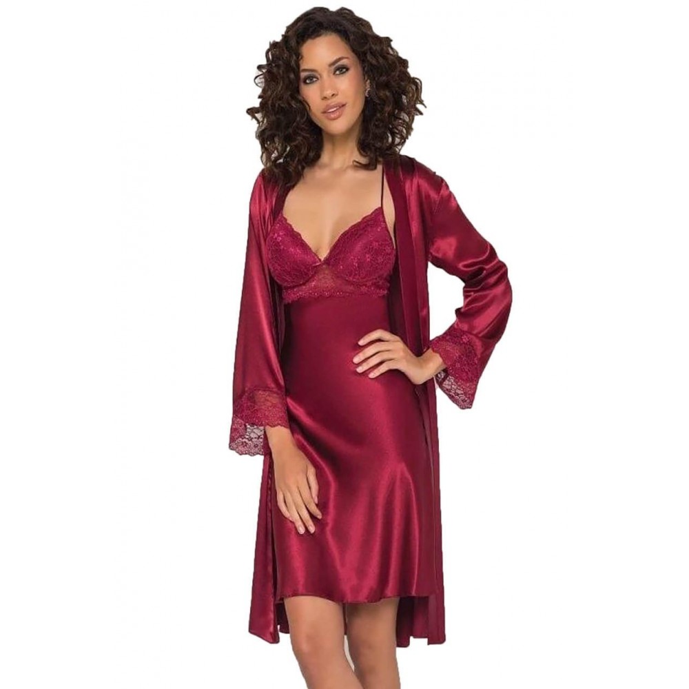 Pierre Cardin 4285 Saten 2 li Gecelik Sabahlık Set