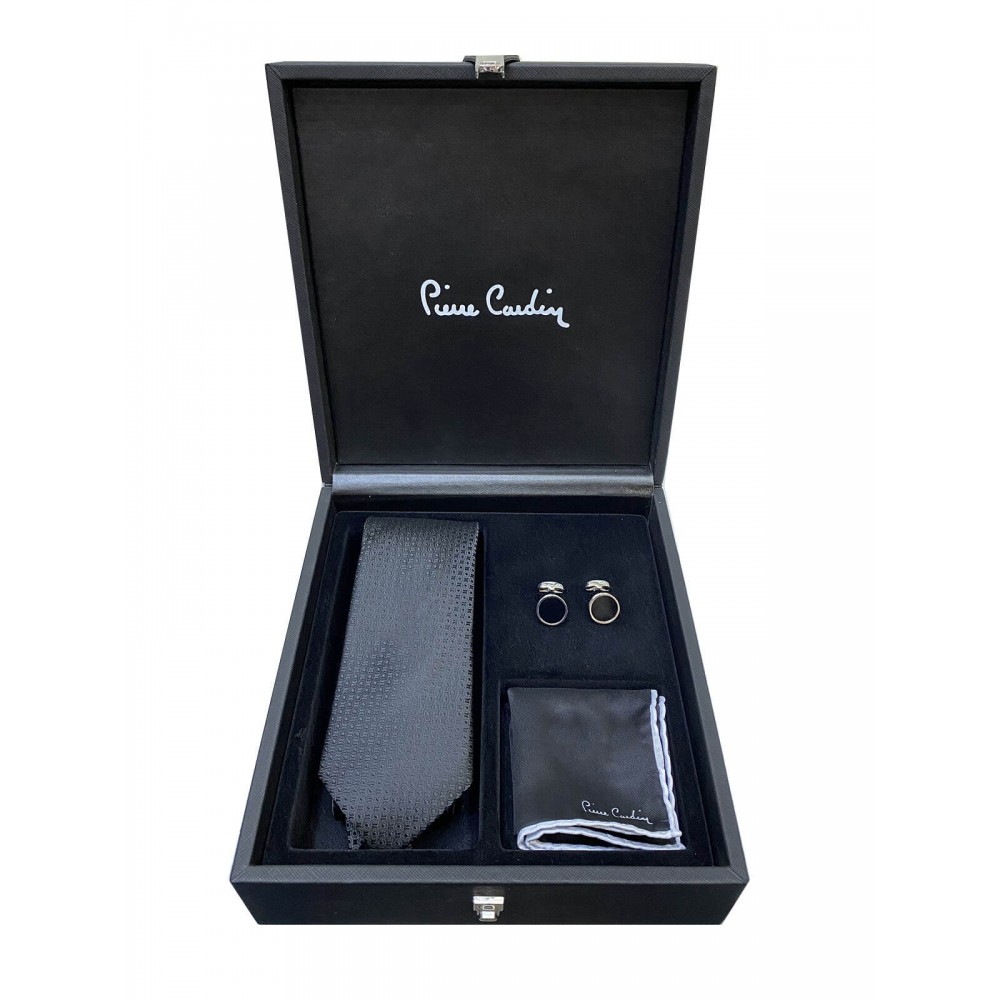 Pierre Cardin Kişiye Özel İsimli Özel Kol Düğmesi Kravat Mendil Model 2