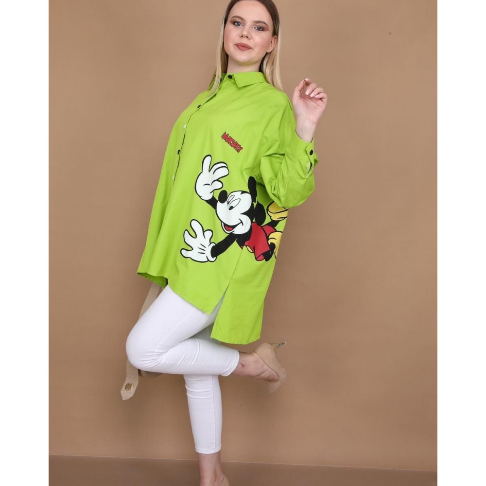 Jesse Bayan Gömlek Mickey Desen Baskılı