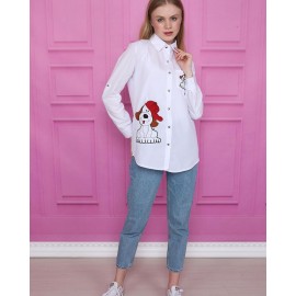 Jesse kadın beyaz uzun kol gömlek