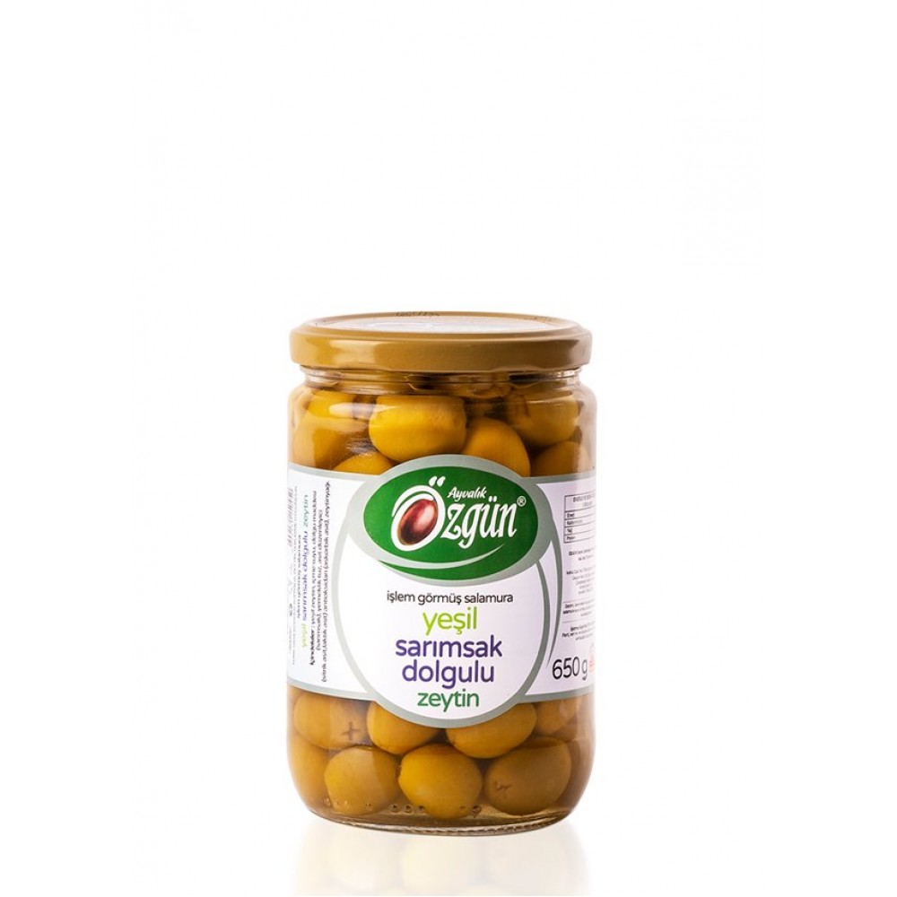 ÖZGÜN 1/2 lik Cam Kav.Sarımsak Dolgulu Zeytin