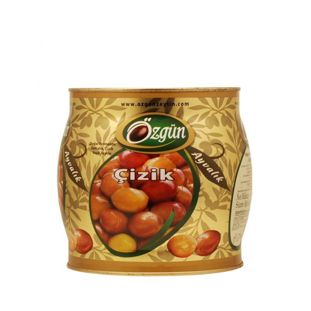 ÖZGÜN 2 Kg Fıçı Teneke Ayvalık Çizik Zeytin (Jumbo İri)