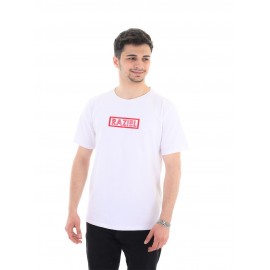 RAZIEL OVERSIZE UNISEX ÇİVİLİ AMBLEM BASKILI BEYAZ T-SHİRT