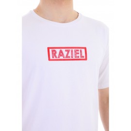 RAZIEL OVERSIZE UNISEX ÇİVİLİ AMBLEM BASKILI BEYAZ T-SHİRT