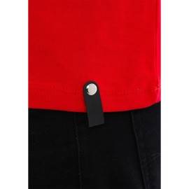 RAZIEL OVERSIZE UNISEX ÇİVİLİ AMBLEM BASKILI KIRMIZI T-SHIRT