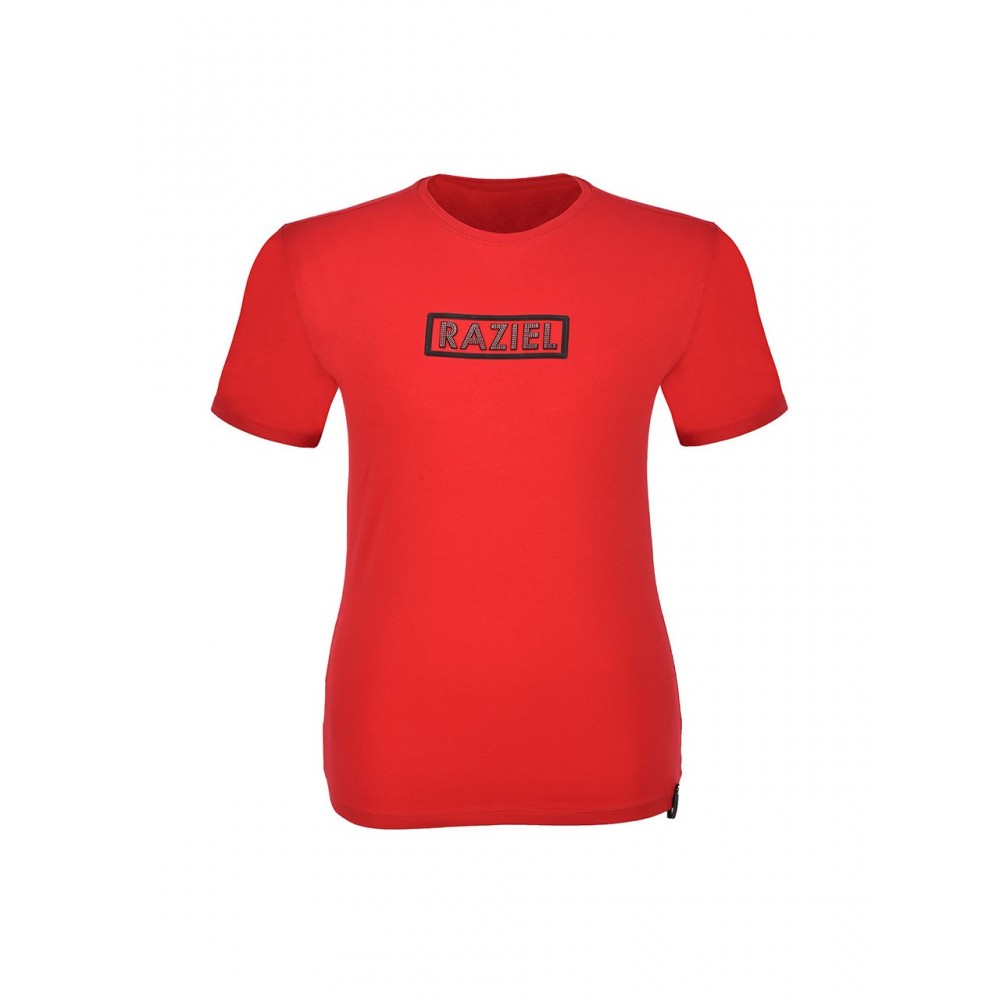 RAZIEL OVERSIZE UNISEX ÇİVİLİ AMBLEM BASKILI KIRMIZI T-SHIRT