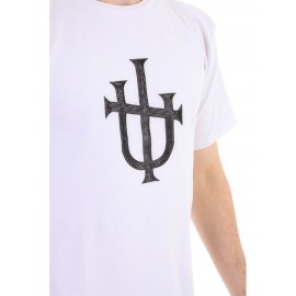 RAZIEL OVERSIZE UNISEX ÇİVİLİ İŞARET BASKILI BEYAZ T-SHIRT