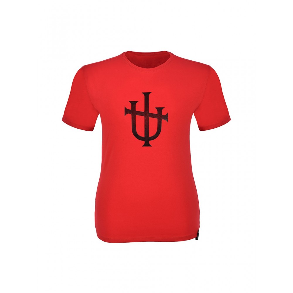 RAZIEL OVERSIZE UNISEX ÇİVİLİ İŞARET BASKILI KIRMIZI T-SHIRT