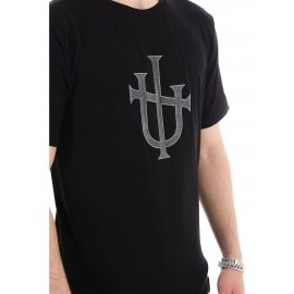 RAZIEL OVERSIZE UNISEX KABARTMA İŞARET BASKILI SİYAH T-SHİRT