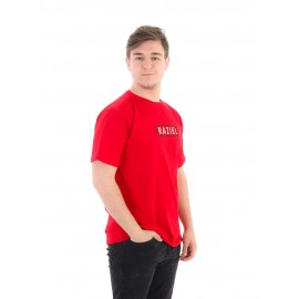 RAZIEL OVERSIZE UNISEX KABARTMA AMBLEM BASKILI KIRMIZI T-SHIRT