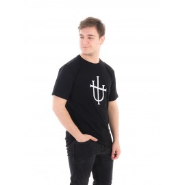 RAZIEL OVERSIZE UNISEX KABARTMA İŞARET BASKILI SİYAH T-SHİRT