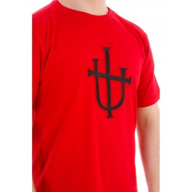 RAZIEL OVERSIZE UNISEX KABARTMA İŞARET BASKILI KIRMIZI T-SHIRT