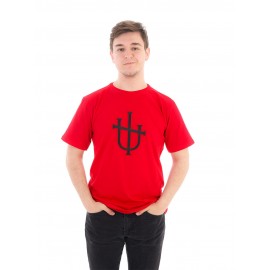 RAZIEL OVERSIZE UNISEX KABARTMA İŞARET BASKILI KIRMIZI T-SHIRT