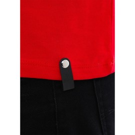 RAZIEL OVERSIZE UNISEX KABARTMA İŞARET BASKILI KIRMIZI T-SHIRT