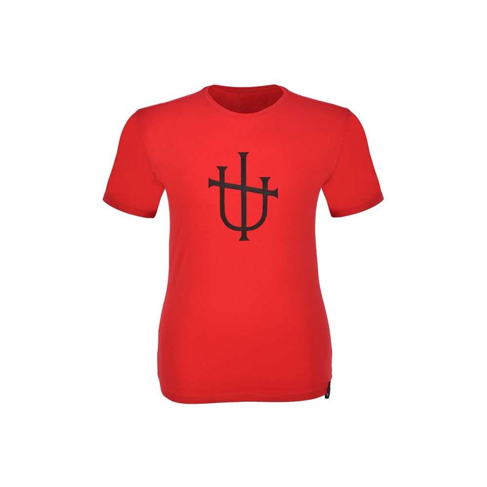 RAZIEL OVERSIZE UNISEX KABARTMA İŞARET BASKILI KIRMIZI T-SHIRT