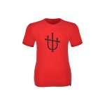 RAZIEL OVERSIZE UNISEX KABARTMA İŞARET BASKILI KIRMIZI T-SHIRT