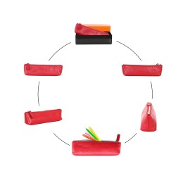 SKS Leben Kişiye Özel Hakiki Deri Gözlük Kabı - Kalemlik 997 46B 10 KIRMIZI