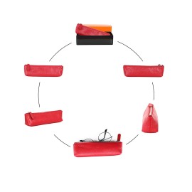 SKS Leben Kişiye Özel Hakiki Deri Gözlük Kabı - Kalemlik 997 46B 10 KIRMIZI