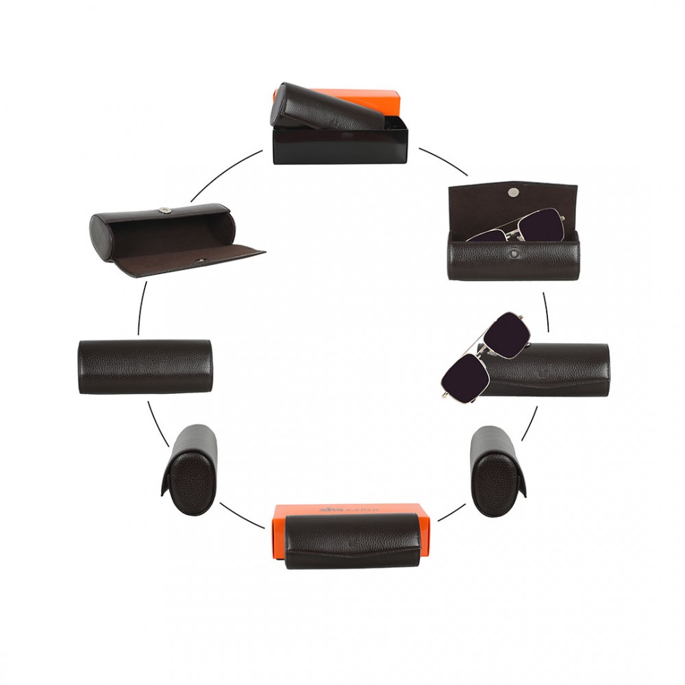 SKS Leben Kişiye Özel Hakiki Deri Gözlük Kabı - Kılıfı 603 46B 02 KAHVERENGİ