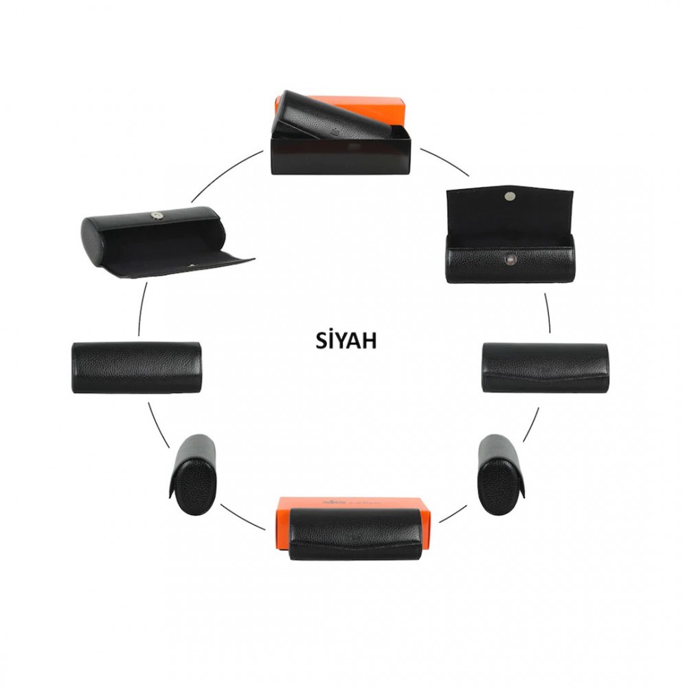 SKS Leben Kişiye Özel Hakiki Deri Gözlük Kabı Küçük 604 46B 01 SİYAH