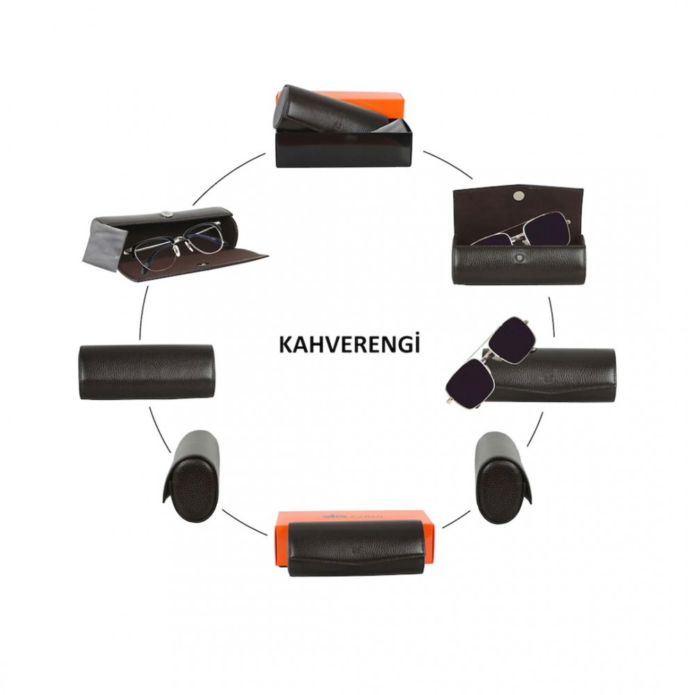 SKS Leben Kişiye Özel Hakiki Deri Gözlük Kabı Küçük 604 46B 02 KAHVERENGİ