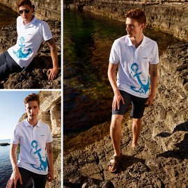 Anemoss Çapa Beyaz Erkek Polo Yaka T-Shirt