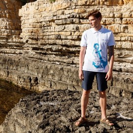 Anemoss Çapa Beyaz Erkek Polo Yaka T-Shirt