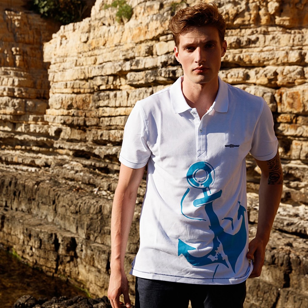 Anemoss Çapa Beyaz Erkek Polo Yaka T-Shirt