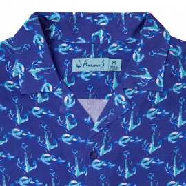 Anemoss Çapa Desenli %100 Viskon Yumuşak Nefes Alabilir Kumaşlı Erkek Gömlek