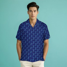 Anemoss Çapa Desenli %100 Viskon Yumuşak Nefes Alabilir Kumaşlı Erkek Gömlek