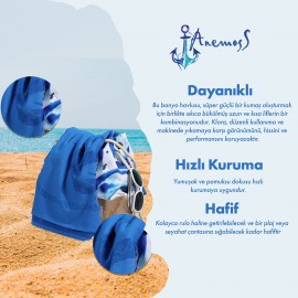 Anemoss Çapa Plaj Havlusu Mavi 140x70 cm