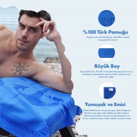 Anemoss Çapa Plaj Havlusu Mavi 140x70 cm