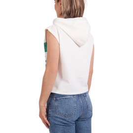 Anemoss Dalga Kolsuz Kapişonlu Beyaz Kadın Sweatshirt