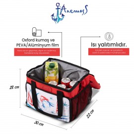 Anemoss Fenerci Kız Soğuk veya Sıcak Isı Yalıtımlı Sızdırmaz Beslenme Çantası 18,5 L Kırmızı