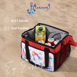 Anemoss Fenerci Kız Soğuk veya Sıcak Isı Yalıtımlı Sızdırmaz Beslenme Çantası 18,5 L Kırmızı