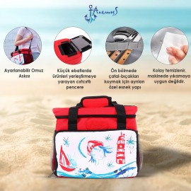 Anemoss Fenerci Kız Soğuk veya Sıcak Isı Yalıtımlı Sızdırmaz Beslenme Çantası 18,5 L Kırmızı