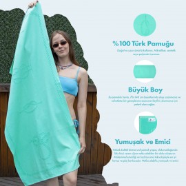 Anemoss Gemici Bağları Plaj Havlusu Mint Yeşili 140x70 cm