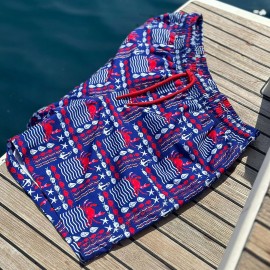 Anemoss Yengeç Üç Cepli İçi Fileli Bel Lastik ve Bağlama İpli Erkek Deniz Şortu