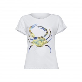 Anemoss Yeşil Yengeç Beyaz Kadın T-Shirt