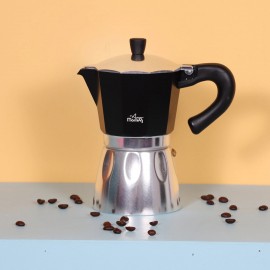 Any Morning 240 ml Alüminyum Moka Pot Espresso Kahve Makinesi Siyah HES-6